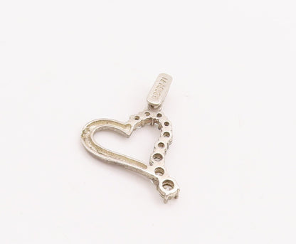 925 Sterling Silver Vintage Pendant Round CZ Inlay Cutout Heart  PT23294
