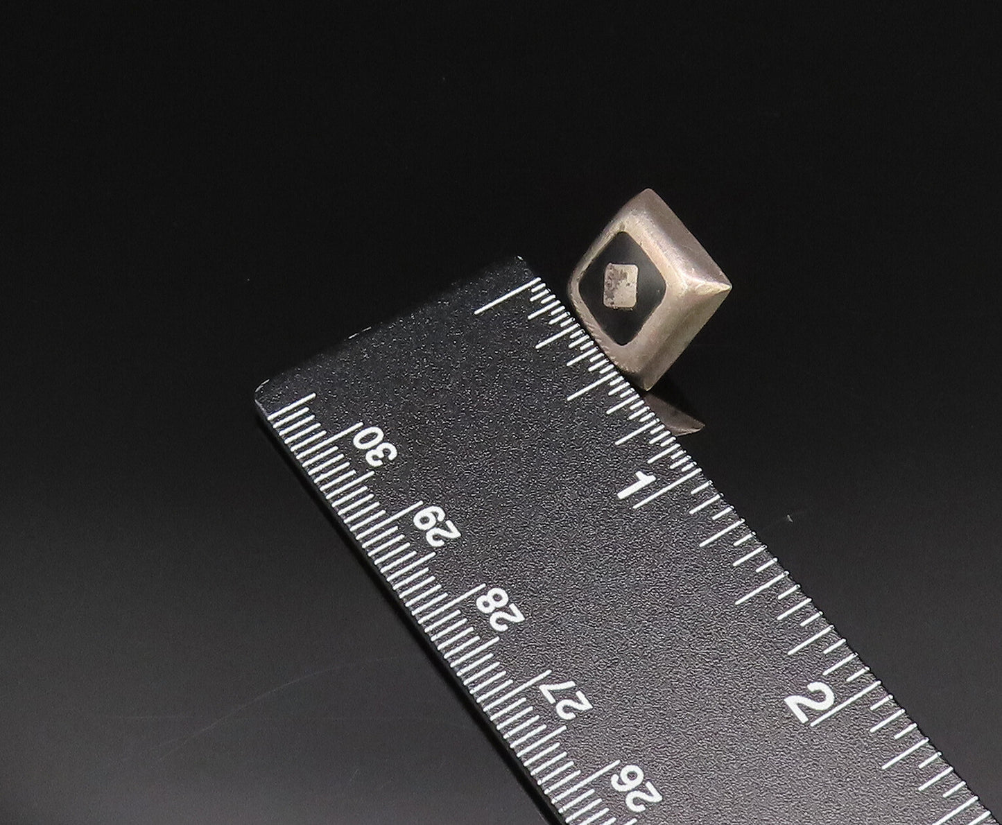 MEXICO 925 Silver  Vintage Inlaid Black Onyx Square Stud Earrings  EG12140