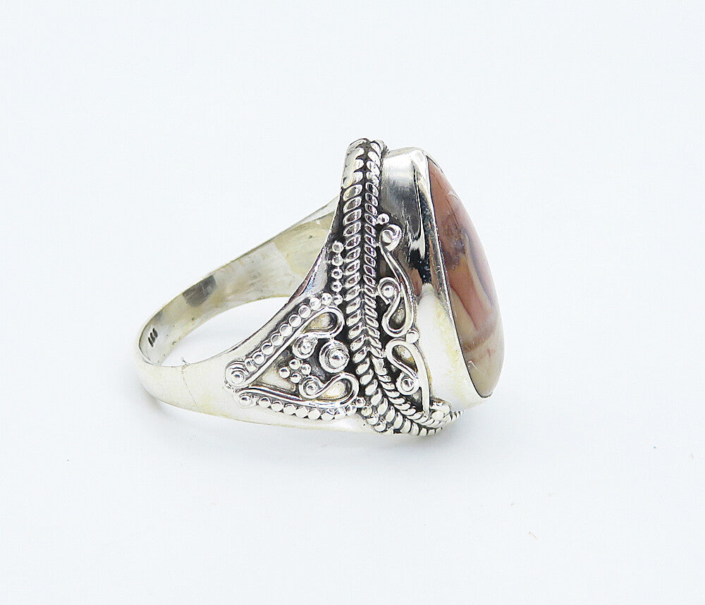 925 Sterling Silver  Tear Drop Agate Swirl Twist Cocktail Ring Sz 8  RG8322