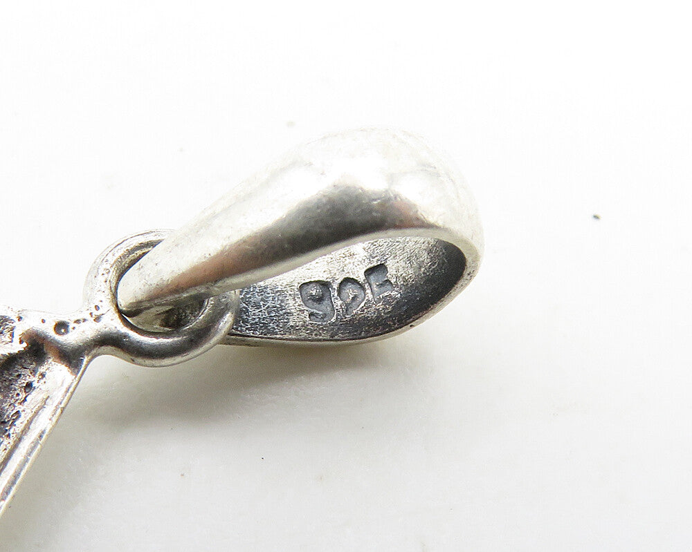 925 Sterling Silver  Vintage Shiny Birds Head Motif Oval Pendant  PT14835