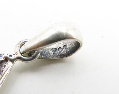 925 Sterling Silver  Vintage Shiny Birds Head Motif Oval Pendant  PT14835