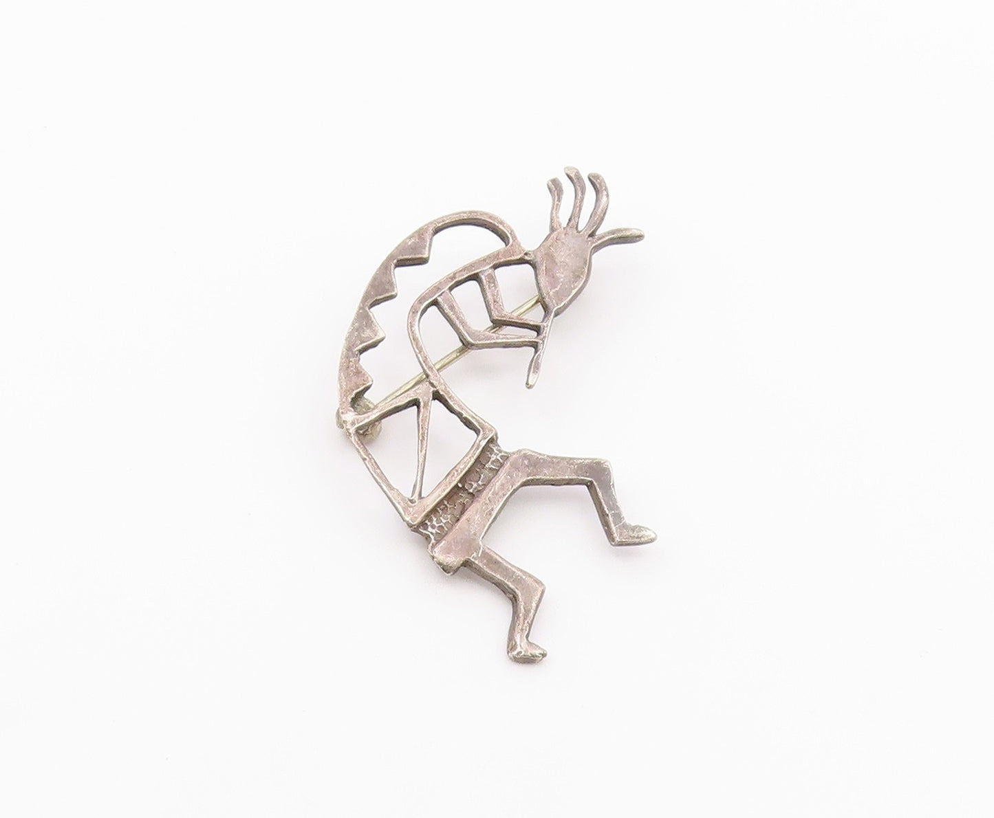 SOUTHWESTERN 925 Silver Vintage Kokopelli Dancer Outline Brooch Pin BP9533