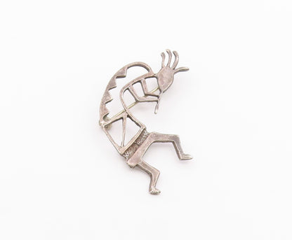 SOUTHWESTERN 925 Silver Vintage Kokopelli Dancer Outline Brooch Pin BP9533