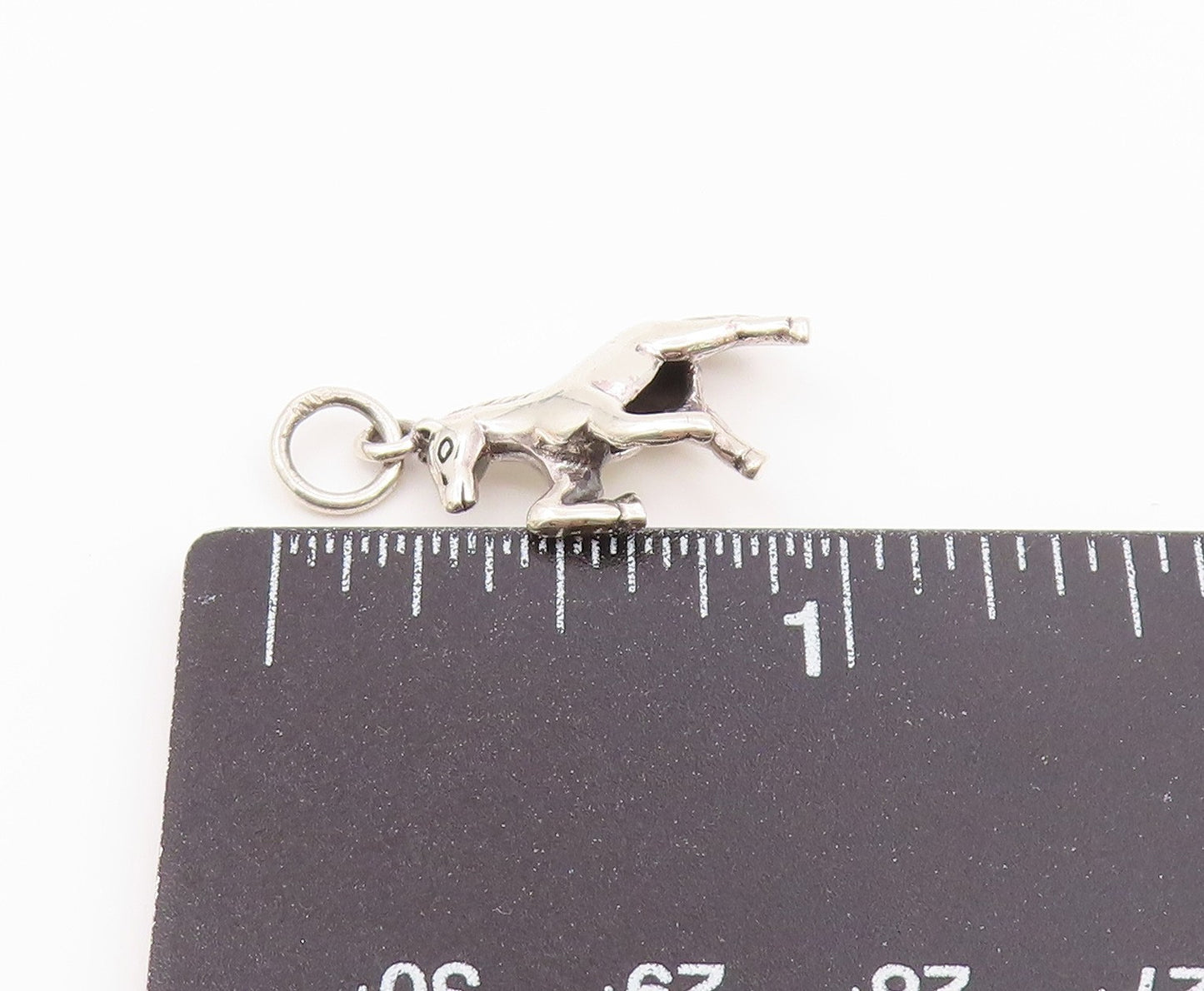 925 Sterling Silver  Vintage Shiny Petite Galloping Horse Pendant  PT18368