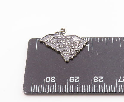 925 Sterling Silver  Vintage South Carolina Map Souvenir Pendant  PT20461