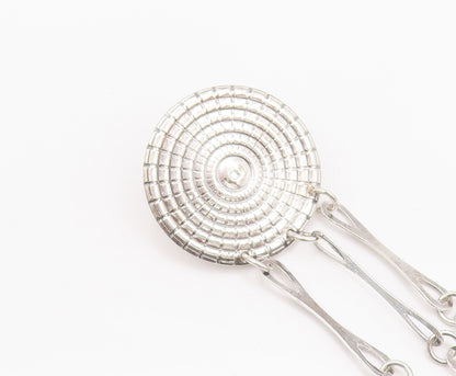 925 Sterling Silver Vintage Earrings MEXICO Solid Dart Board & Dangles EG12869