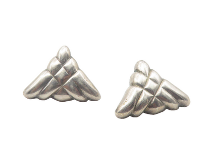 925 Sterling Silver  Vintage Shiny Triangle Design Drop Earrings  EG6191