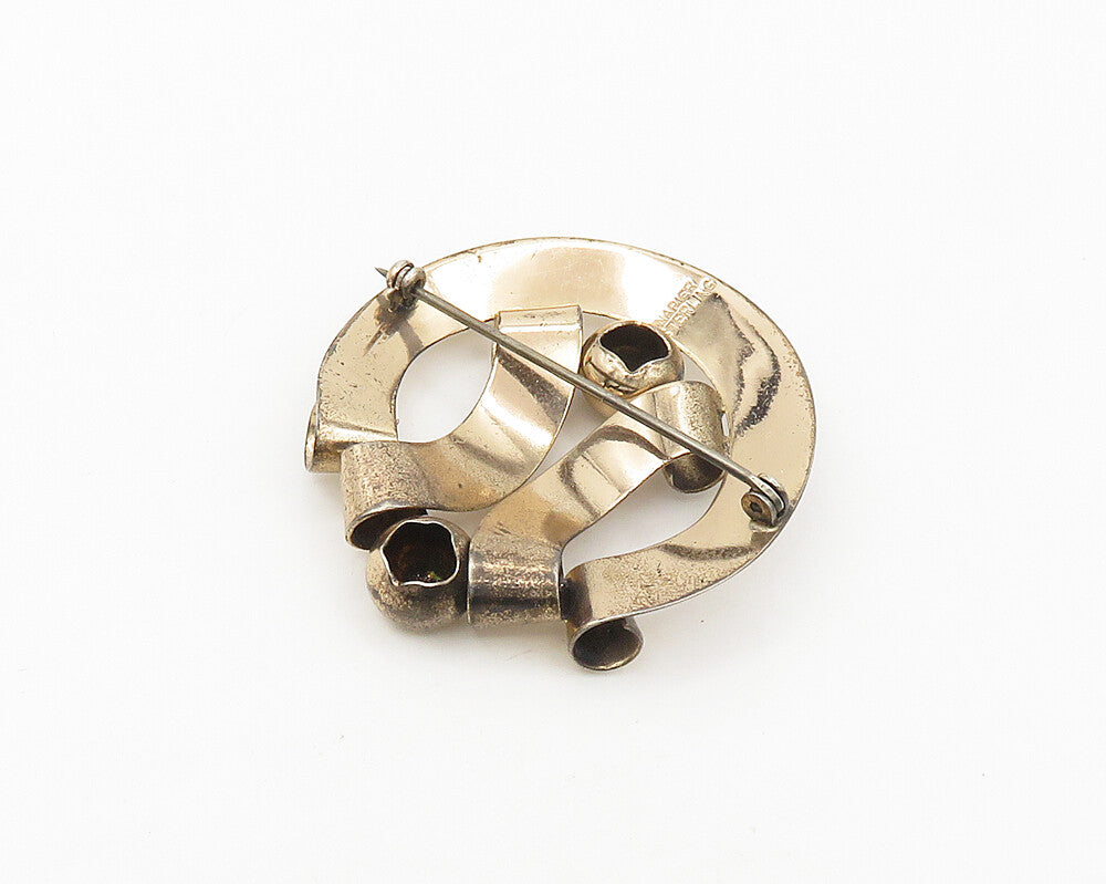 NAPIER 925 Sterling Silver  Vintage Rare Shiny Ribbons Brooch Pin  BP7232