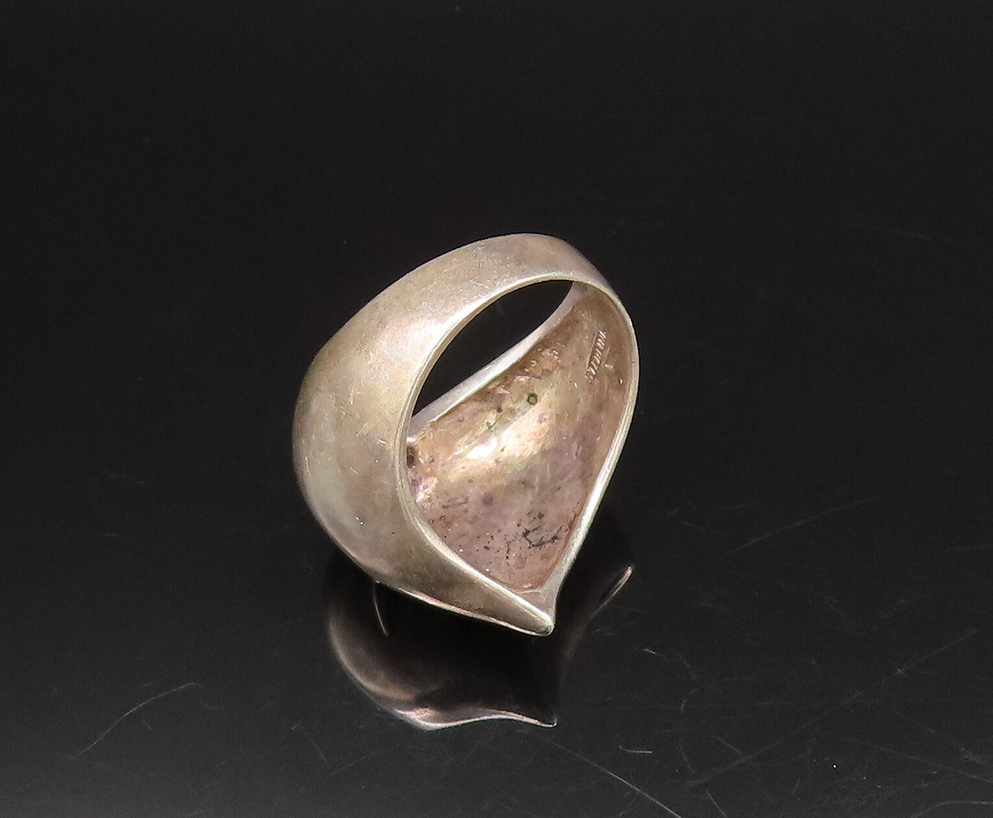 14K GOLD & 925 Silver  Vintage Minimal Love Heart With X Ring Sz 5.75  RG26072