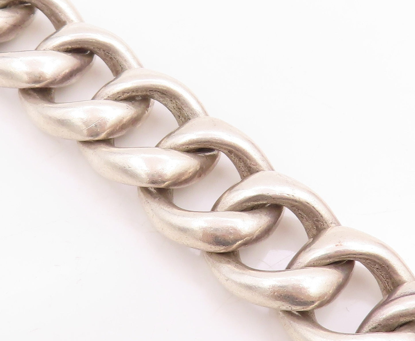 925 Sterling Silver Vintage Bracelet POLAND Chunky Curb Link Solid Chain BT11441