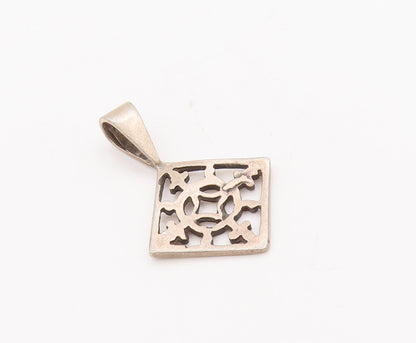 925 Sterling Silver Vintage Pendant Cutout Symmetric Pattern Carved  PT23063