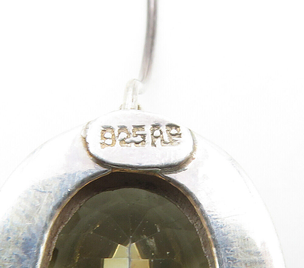 925 Sterling Silver  Vintage Faceted Topaz Twist Oval Drop Earrings  EG7964