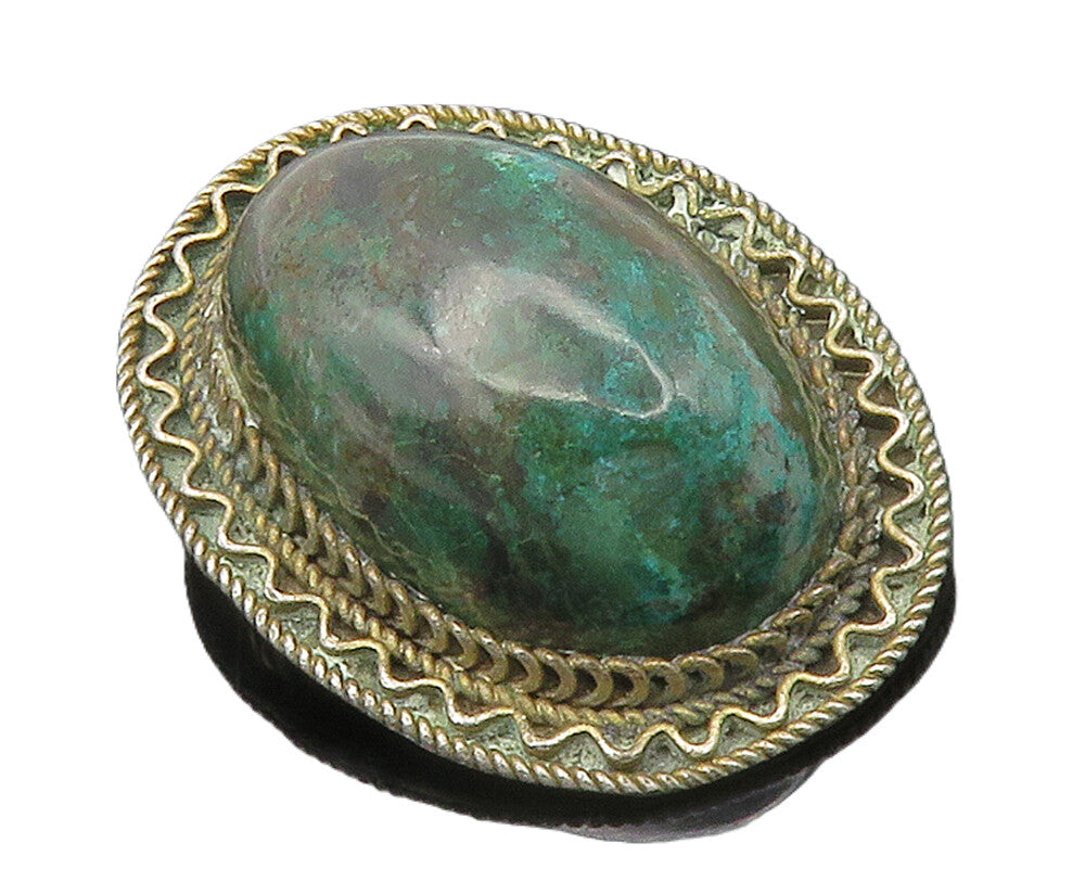 ISRAEL 925 Sterling Silver  Vintage Cabochon Cut Eilat Stone Brooch Pin BP5977