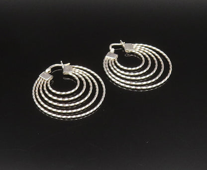 925 Sterling Silver  Vintage Graduated Twisted Multi Hoop Earrings  EG11913
