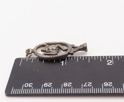 925 Sterling Silver Vintage Pendant Dark Tone Cutout Triskelion  PT23579