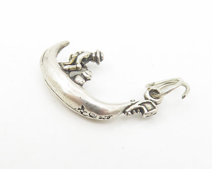 925 Sterling Silver  Vintage Petite Man Rowing Gondola Boat Pendant  PT9086