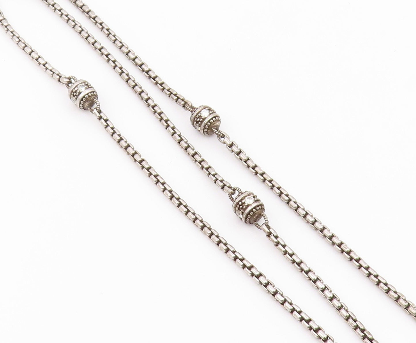 JUDITH RIPKA 925 Silver  Vintage Cubic Zirconia Ball Layered Necklace  NE3921