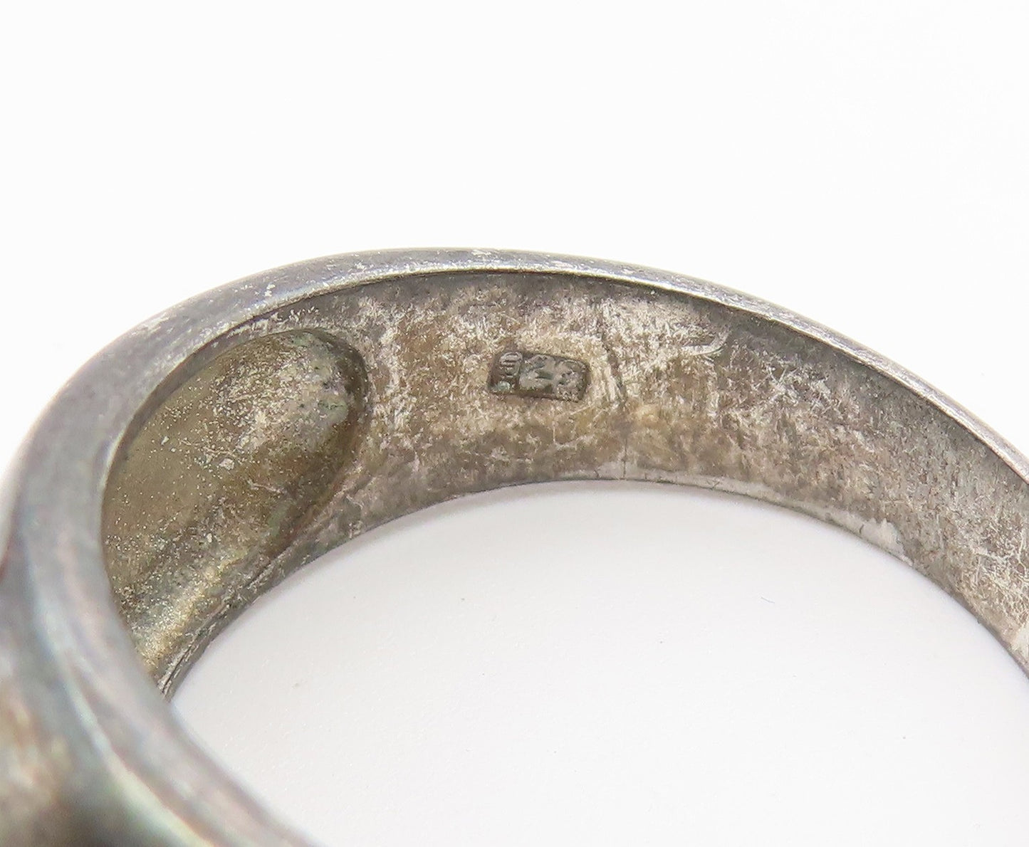 925 Sterling Silver Vintage Ring Trillion Cut CZ Solitaire Band  Sz 10  RG36944
