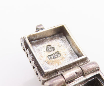 925 Sterling Silver Vintage Pendant 3D Etched Prayer Box Charm OPENS  PT24933