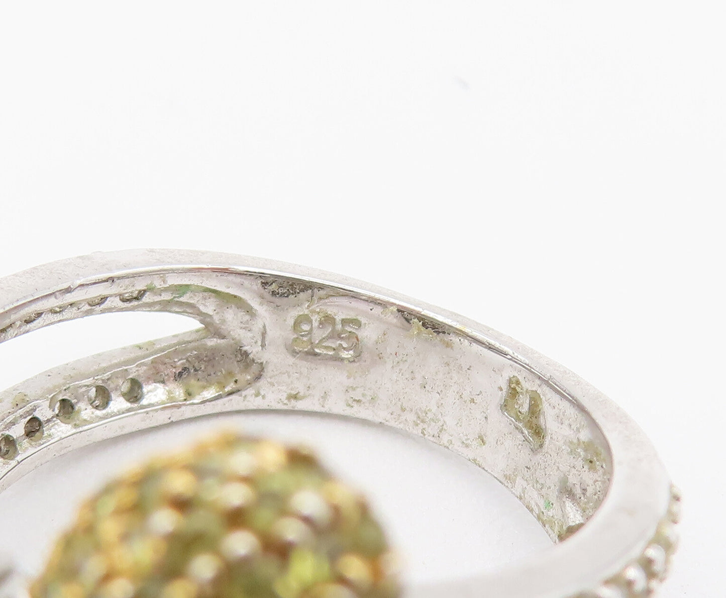 925 Silver  Vintage Yellow & White Topaz Butterfly Ring Sz 7.75  RG26141