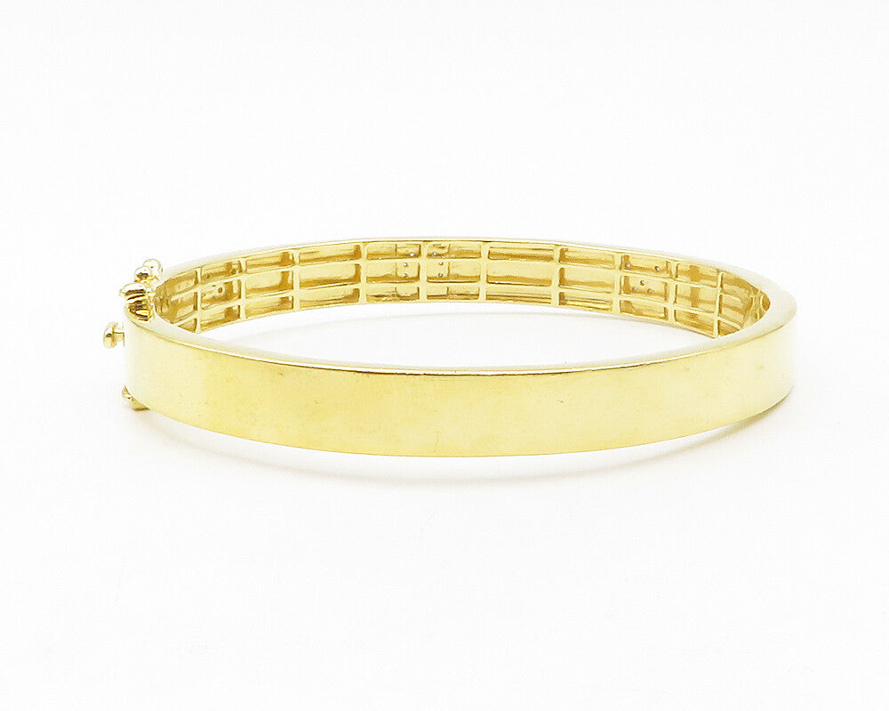 925 Sterling Silver Genuine Diamonds Gold Plated Bangle Bracelet  BT5250