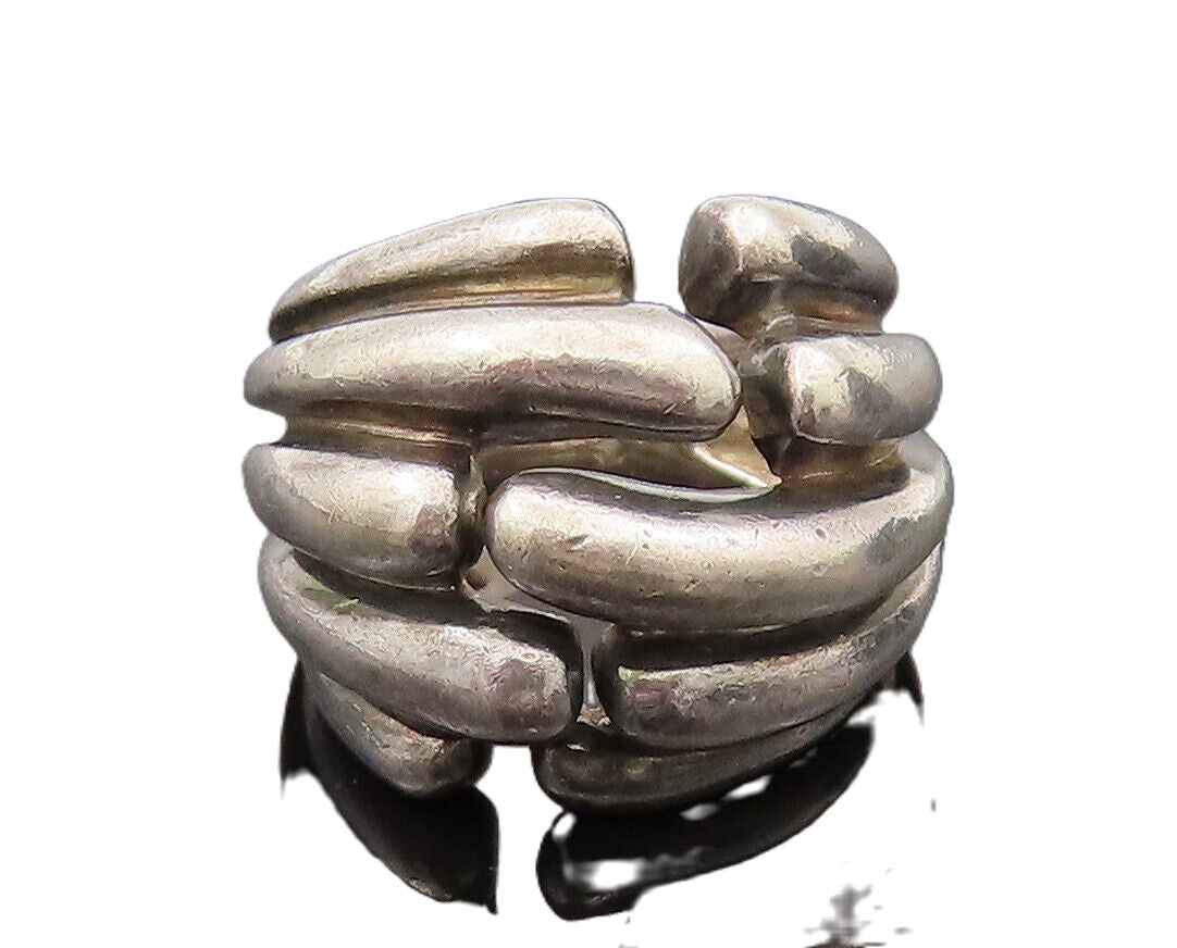 DESIGNER 925 Silver  Vintage Scalloped Open Dome Fashion Ring Sz 5  RG26452