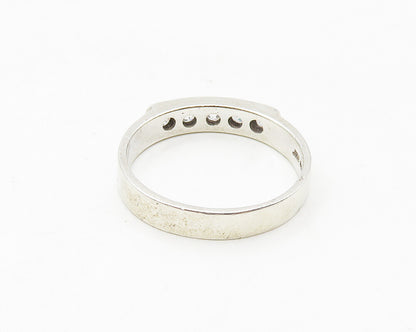 925 Sterling Silver  Cubic Zirconia 5 Stone Smooth Band Ring Sz 8  RG17472