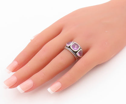 925 Sterling Silver Vintage Ring Square & Triangle Cut Amethyst  Sz 6.5  RG33262