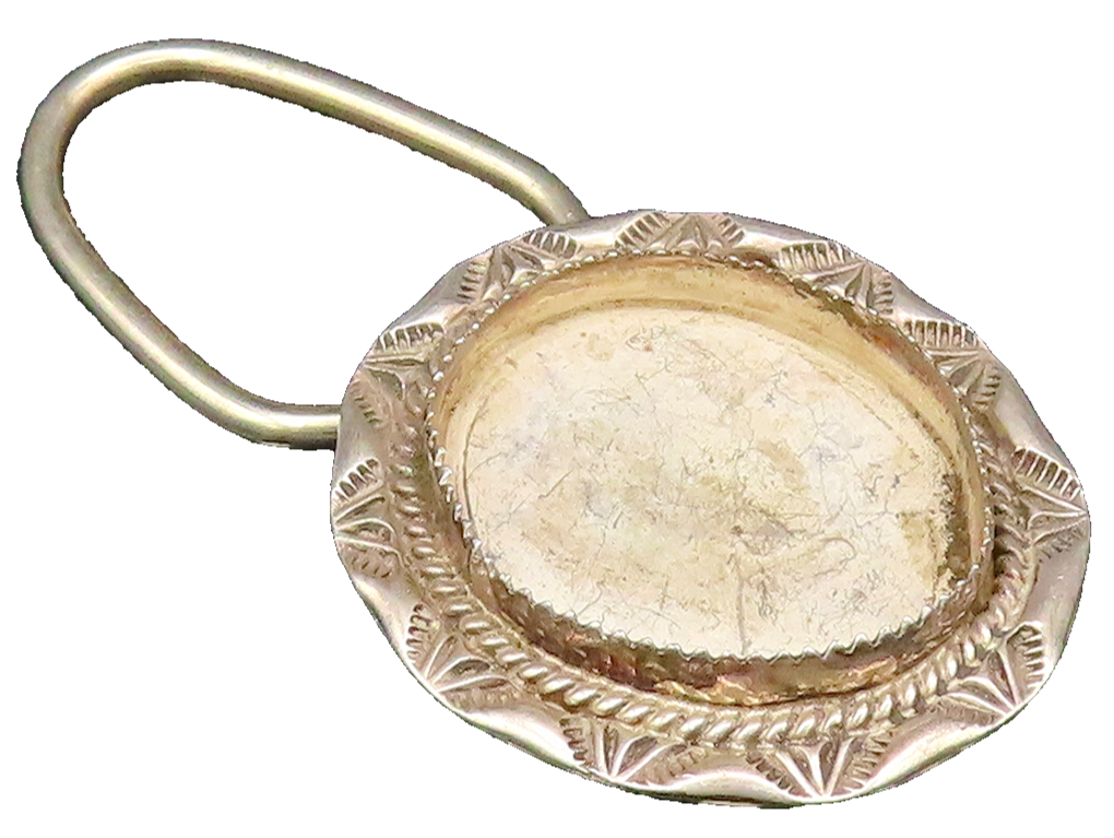 NAVAJO 925 Silver  Vintage Rope Twist & Etched Lines Floral Key Chain  TR3468