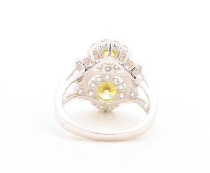925 Sterling Silver Vintage Ring Round Citrine Swirly CZ Inlay  Sz 7.5  RG31627