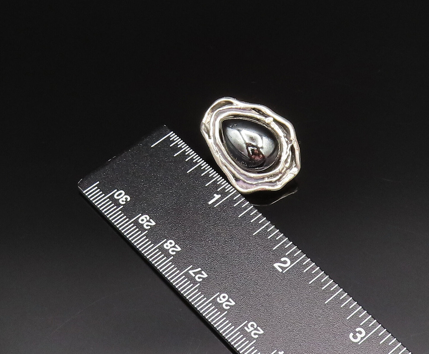 925 Sterling Silver  Vintage Modernist Hematite Non Pierced Earrings  EG12002