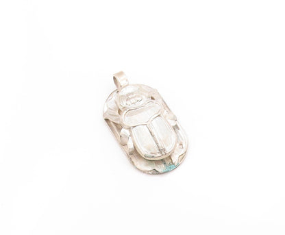 925 Sterling Silver Vintage Pendant Solid 3D Scarab Design Cutout  PT23970