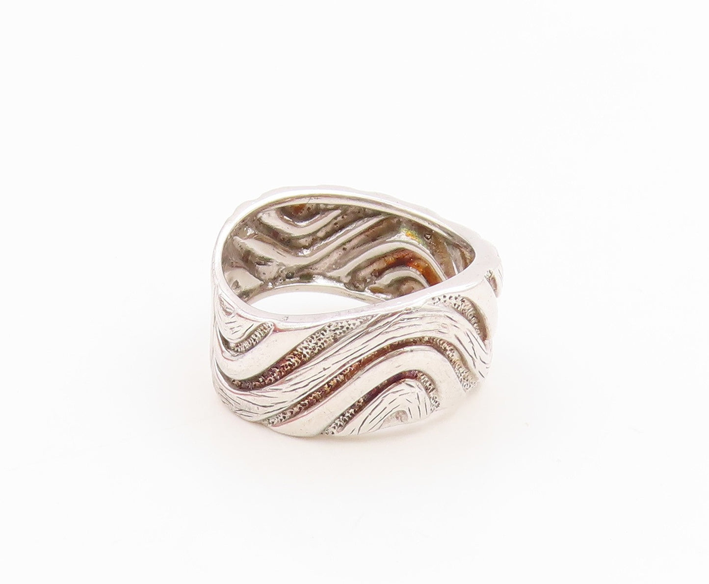 925 Sterling Silver Vintage Ring Textured Wavy Grooved Band  Sz 6.5  RG36000