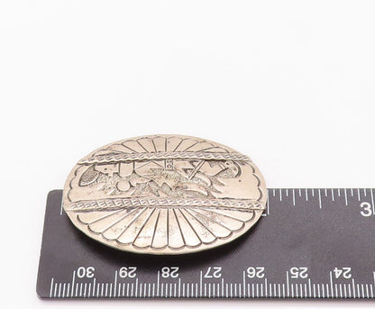 925 Sterling Silver Vintage Brooch Pin WYLIE NAVAJO Carved Sleeping Man  BP10807