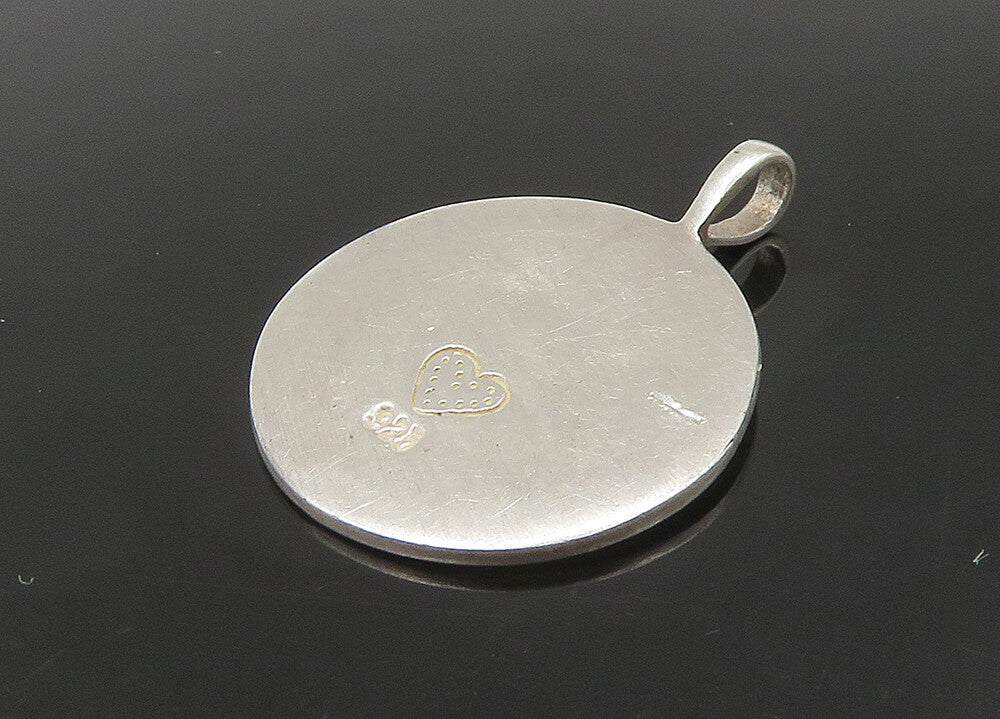 925 Sterling Silver  Vintage Grandma Love Heart Round Pendant  PT18591