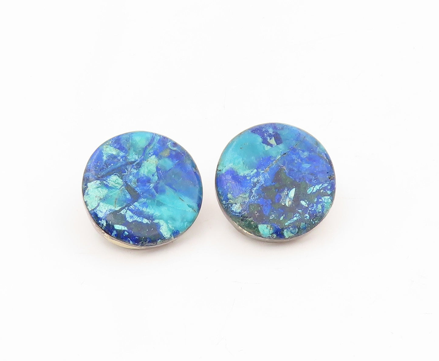 925 Sterling Silver Vintage Earrings Gemstone Deep Ocean Blue Studs  EG13869