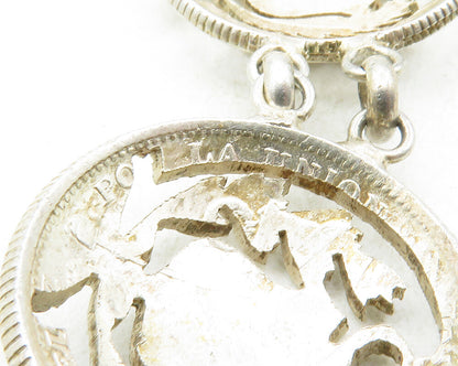 925 Sterling Silver  Vintage Antique Peru Coat Of Arms Chain Bracelet  BT4835