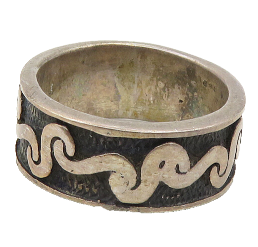 925 Sterling Silver  Vintage Oxidized Swirl Pattern Band Ring Sz 6  RG18651