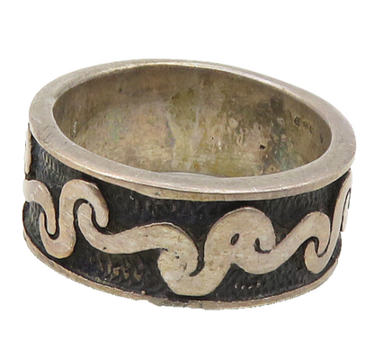 925 Sterling Silver  Vintage Oxidized Swirl Pattern Band Ring Sz 6  RG18651
