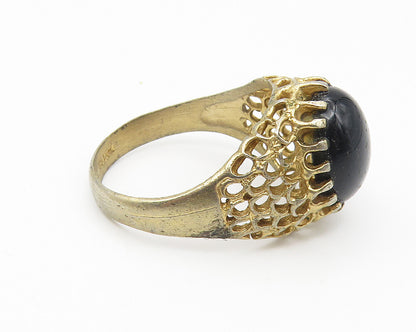 ESPO 925 Silver  Vintage Cabochon Black Onyx Dome Cocktail Ring Sz 9  RG10784