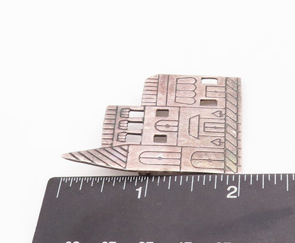 925 Sterling Silver Vintage Brooch Pin Solid Etched Apartment Building  BP10988