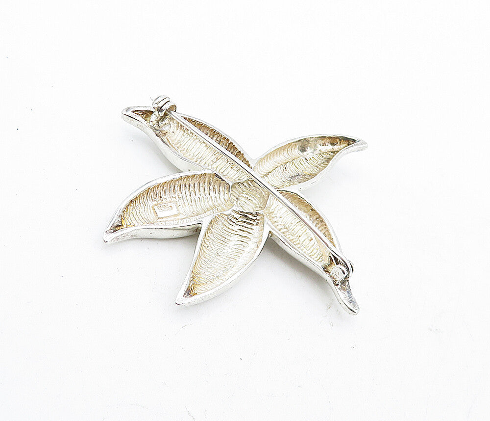925 Sterling Silver  Vintage Shiny Polished Flower Motif Brooch Pin  BP1859