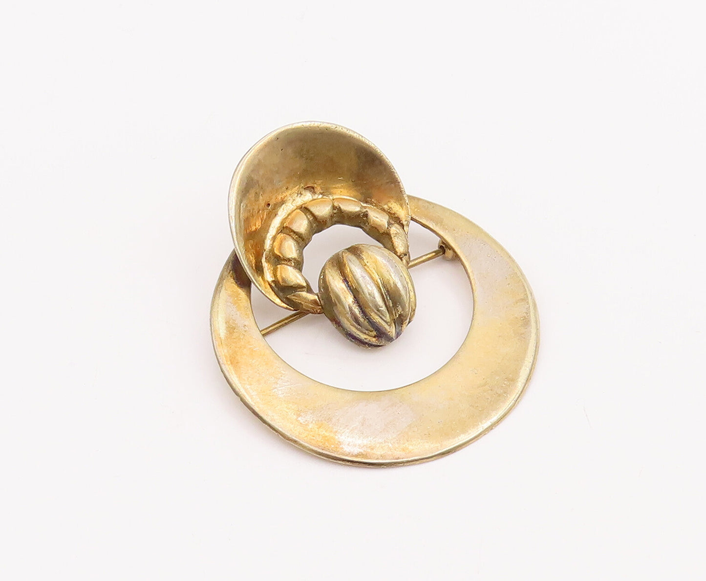 925 Sterling Silver Vintage Brooch Pin NATACHA BROOKS Golden Designer  BP11019