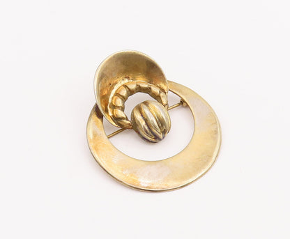 925 Sterling Silver Vintage Brooch Pin NATACHA BROOKS Golden Designer  BP11019