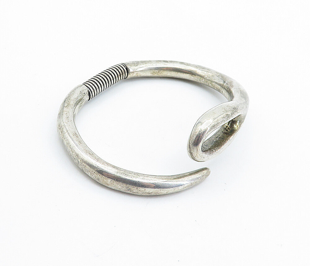 UNODE50 925 Sterling Silver Vintage Flexible Loop Bypass Cuff Bracelet BT2532