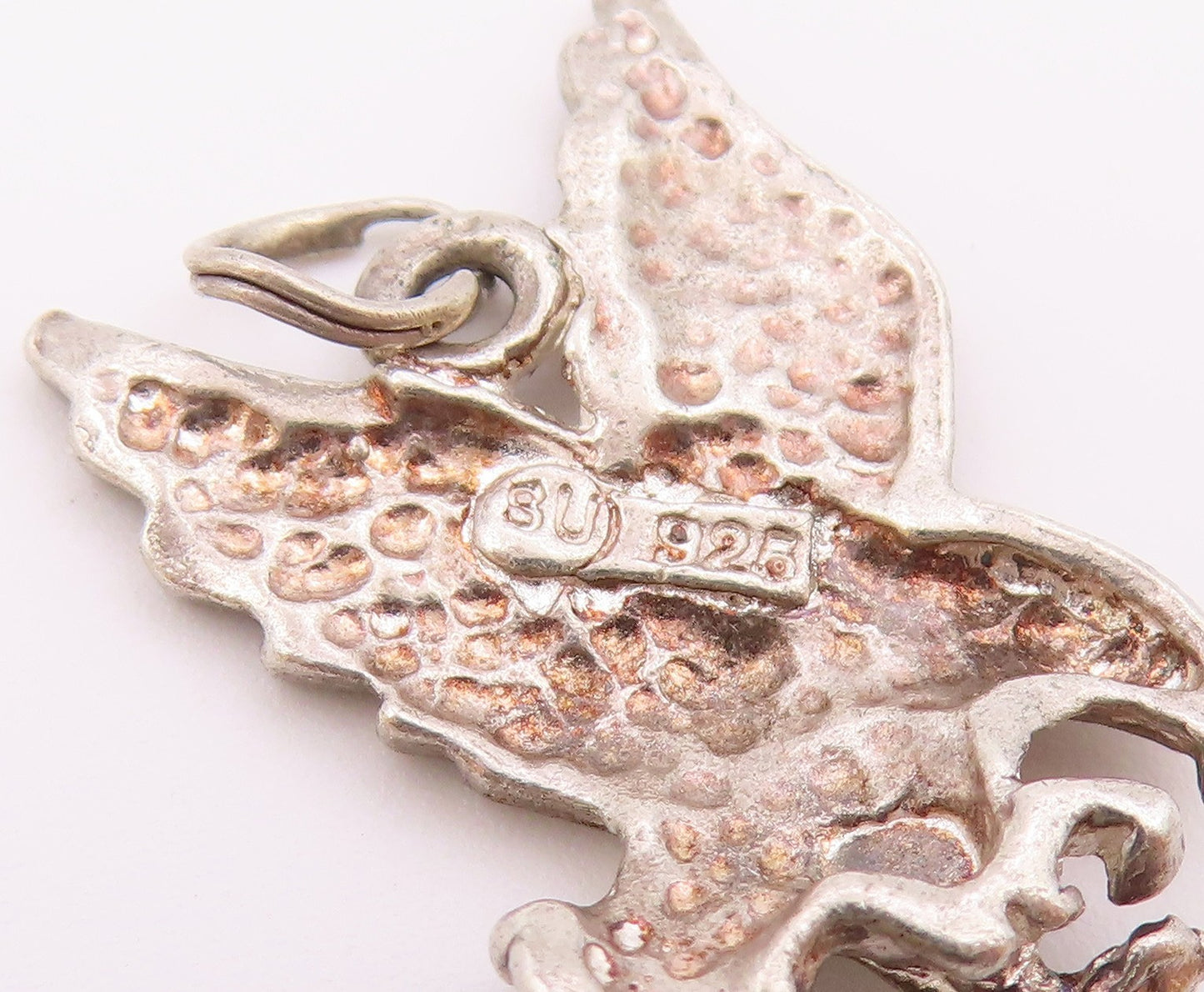 925 Sterling Silver  Vintage Shiny Flying Eagle Petite Drop Pendant  PT17952