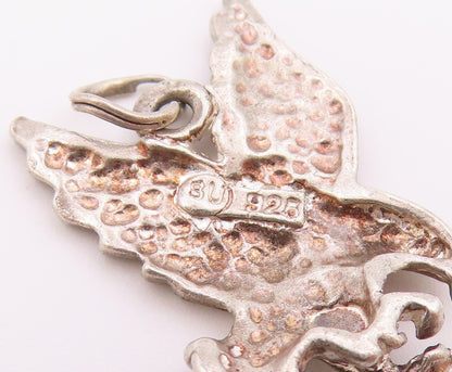 925 Sterling Silver  Vintage Shiny Flying Eagle Petite Drop Pendant  PT17952