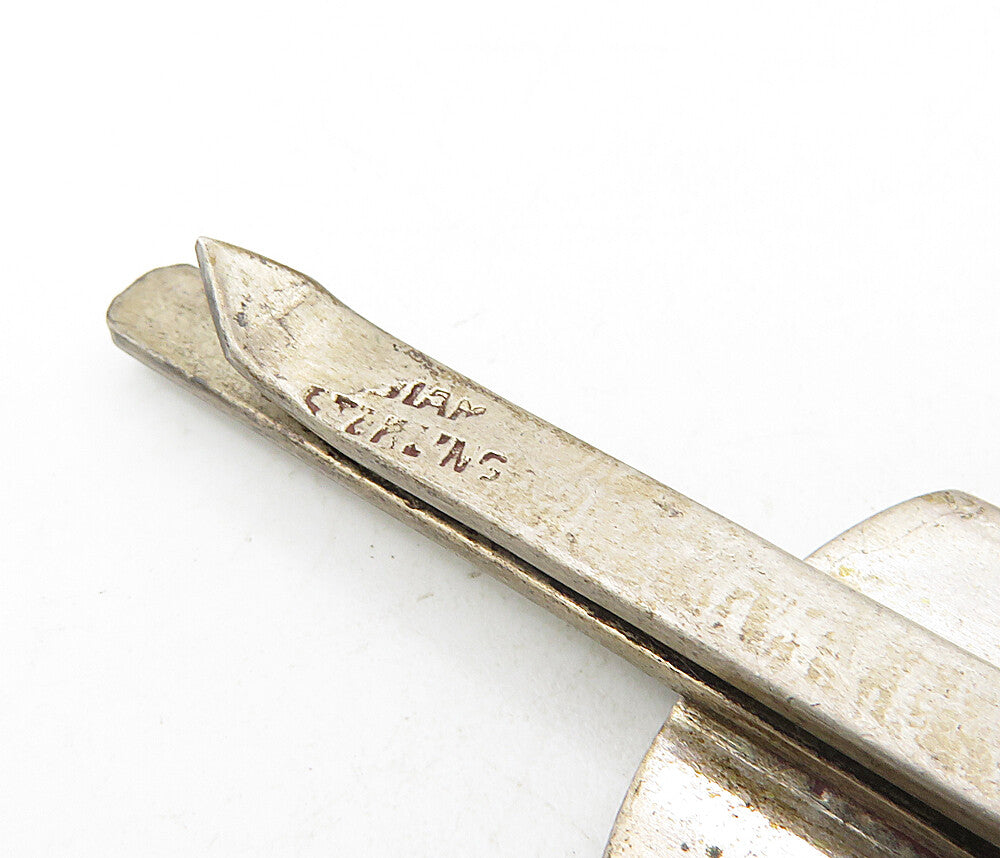 SIAM 925 Sterling Silver  Vintage Black Enamel Niello Dancer Tie Clip  TR1570