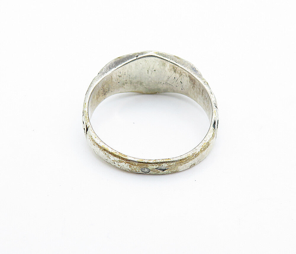 925 Sterling Silver  Vintage Antique Oxidized Swirl Band Ring Sz 7  RG6596