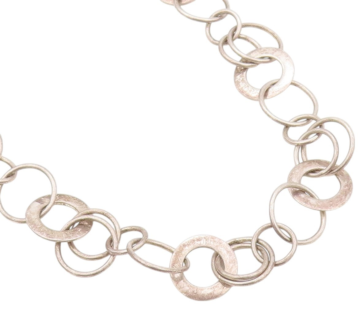925 Sterling Silver Vintage Necklace DAVID SIGAL Dark Tone Linked Rings  NE4501